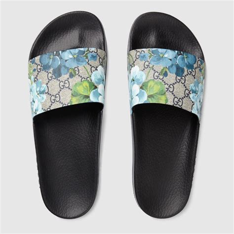 men's gucci bloom slides|Gucci slides with butterfly.